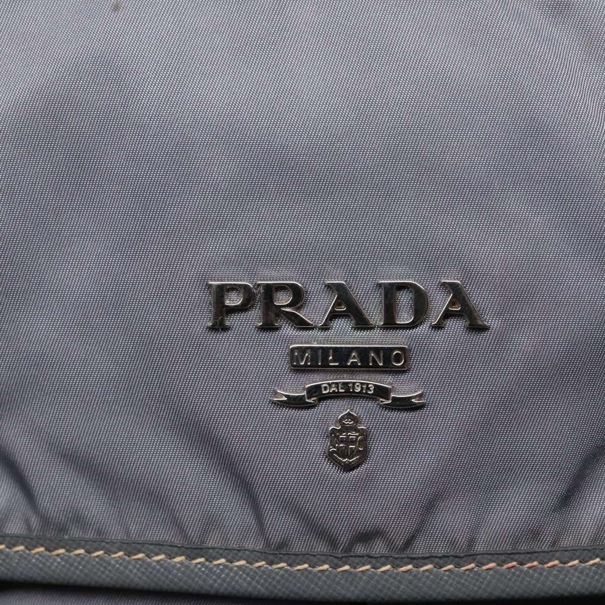 PRADA Shoulder Bag Nylon Gray Auth 89792