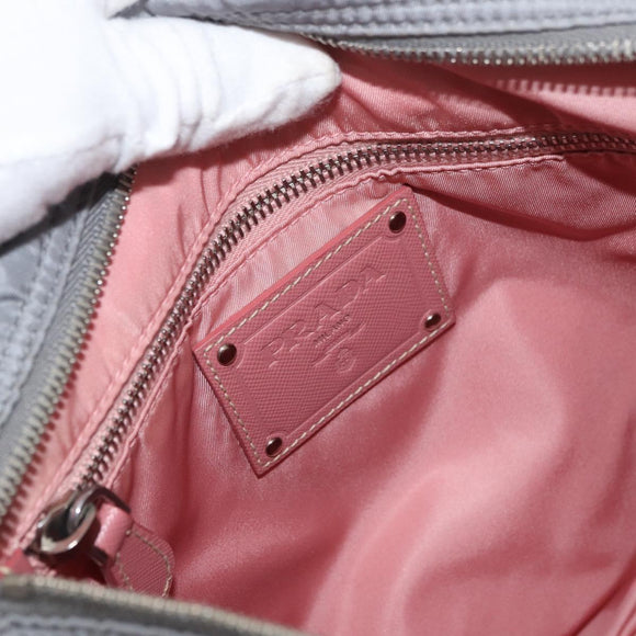 PRADA Shoulder Bag Nylon Gray Silver Auth 89792