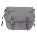 PRADA Shoulder Bag Nylon Gray Silver Auth 89792-1