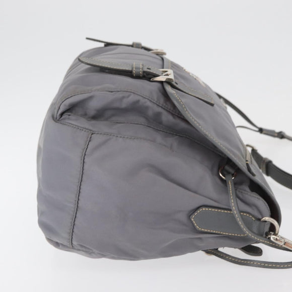 PRADA Shoulder Bag Nylon Gray Silver Auth 89792