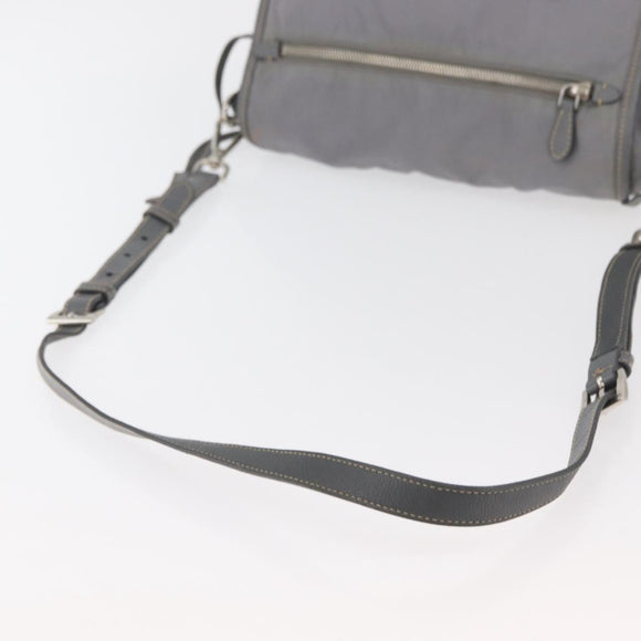 PRADA Shoulder Bag Nylon Gray Silver Auth 89792