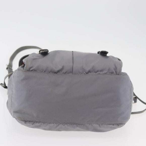 PRADA Umhängetasche Nylon Grau Silber Auth 89792