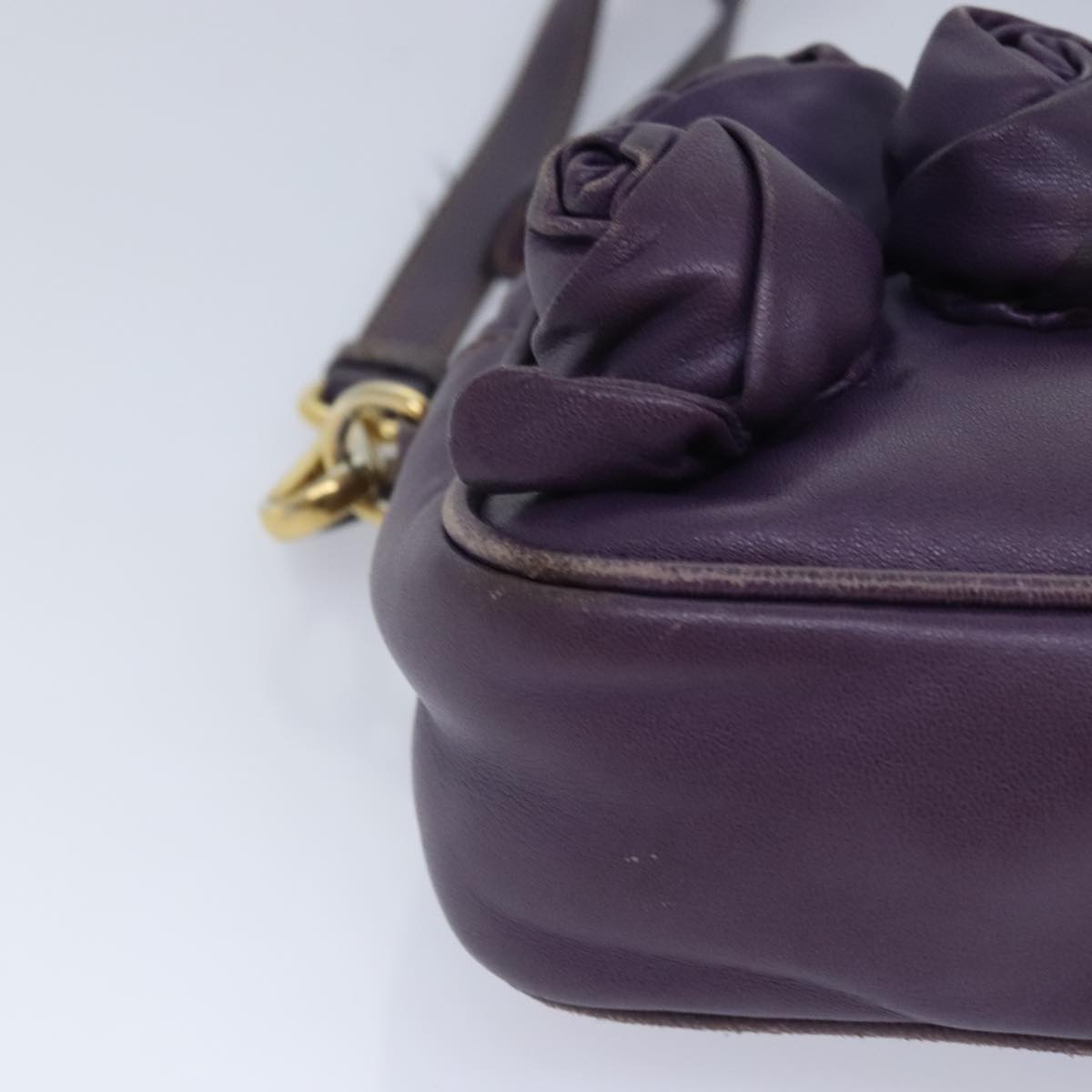 PRADA Shoulder Bag Leather Purple Auth 89794