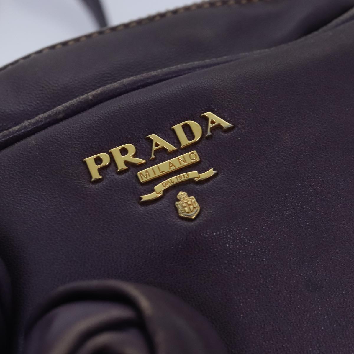 PRADA Shoulder Bag Leather Purple Auth 89794