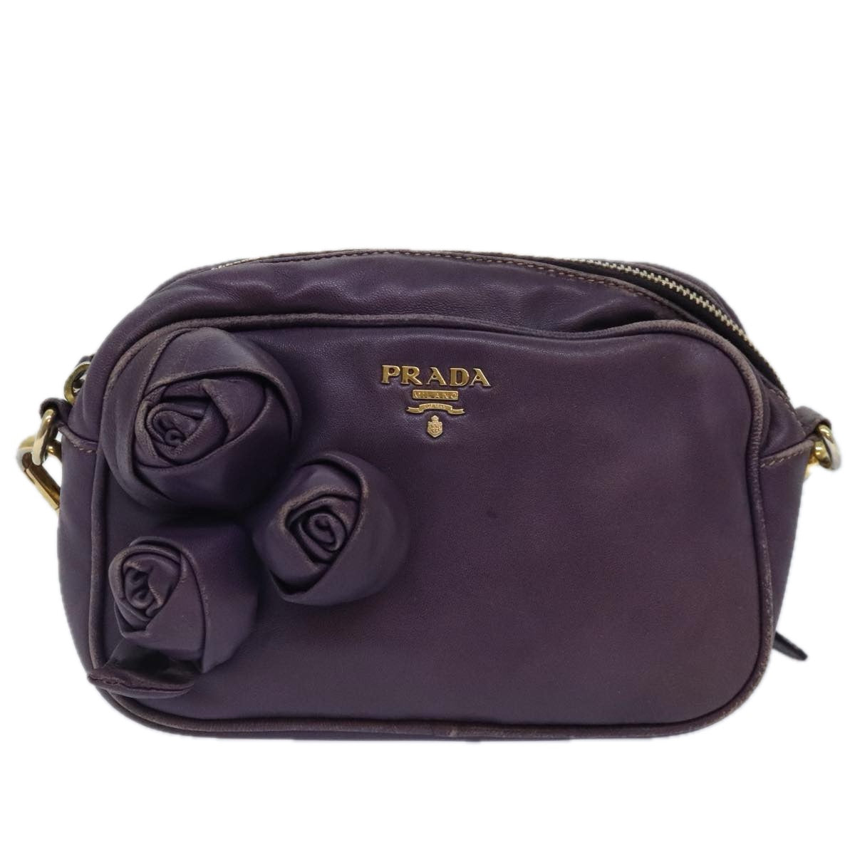 PRADA Shoulder Bag Leather Purple Auth 89794 - 0