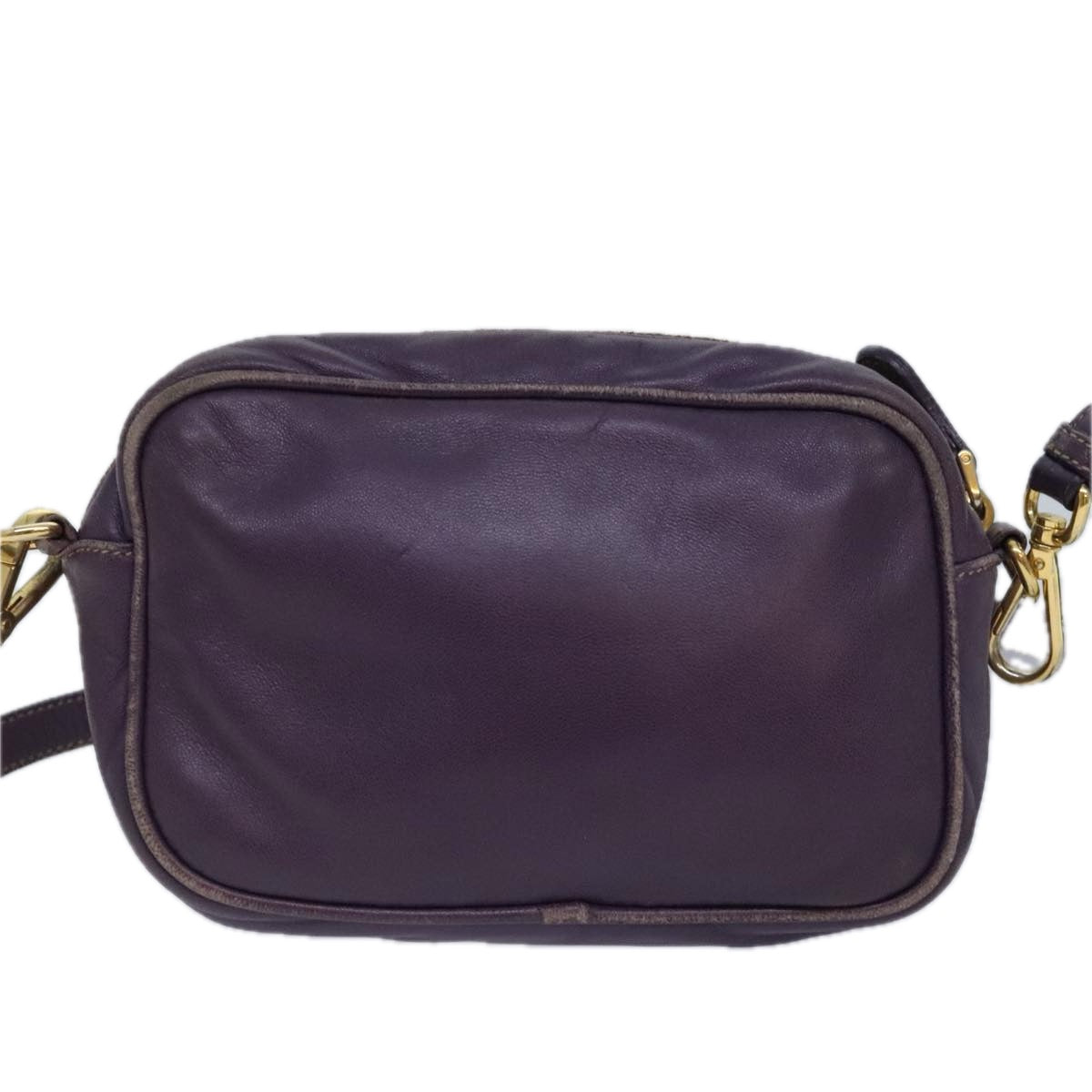 PRADA Shoulder Bag Leather Purple Auth 89794