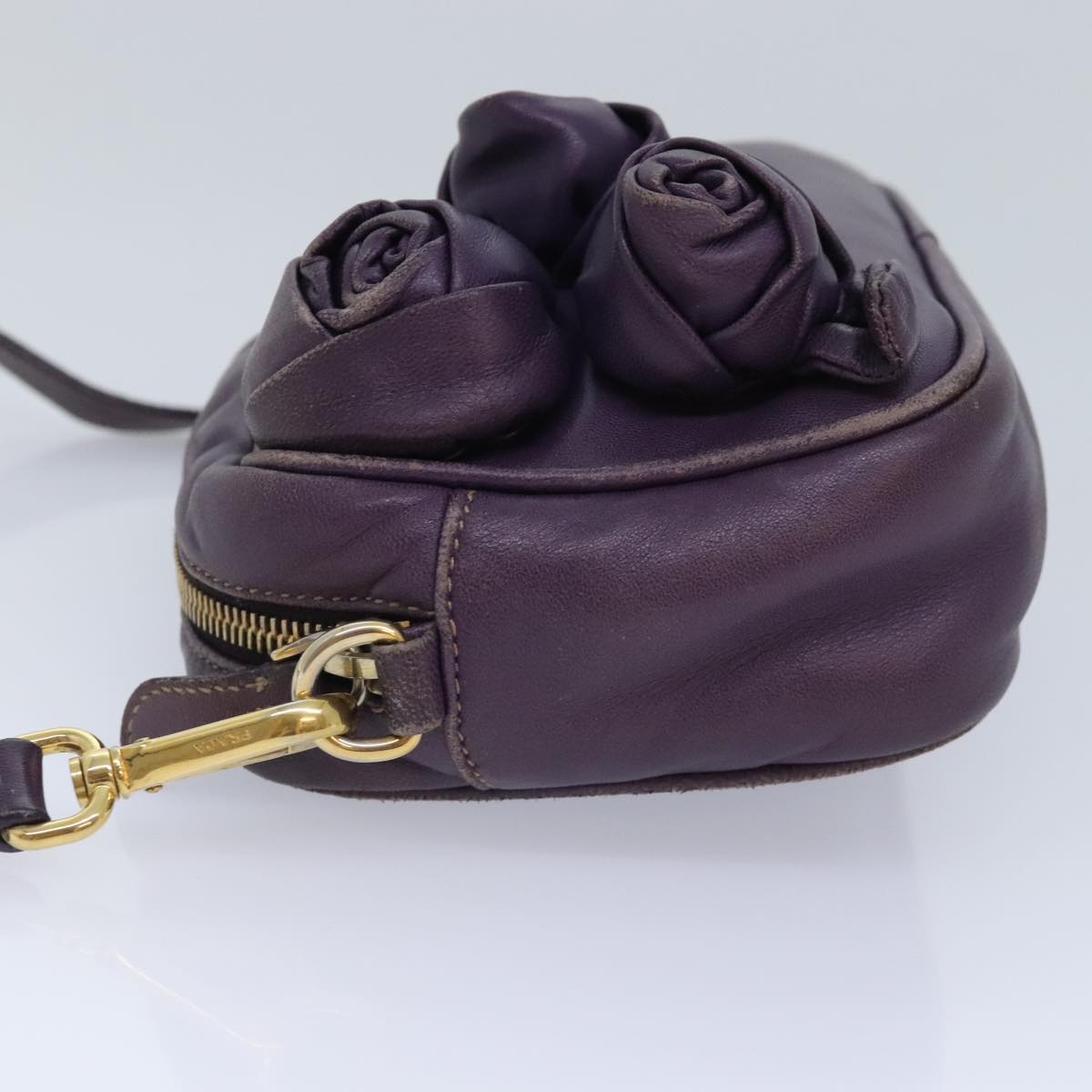 PRADA Shoulder Bag Leather Purple Auth 89794