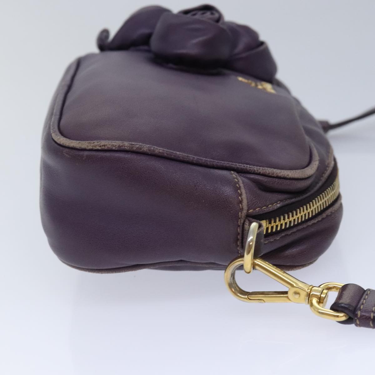 PRADA Shoulder Bag Leather Purple Auth 89794