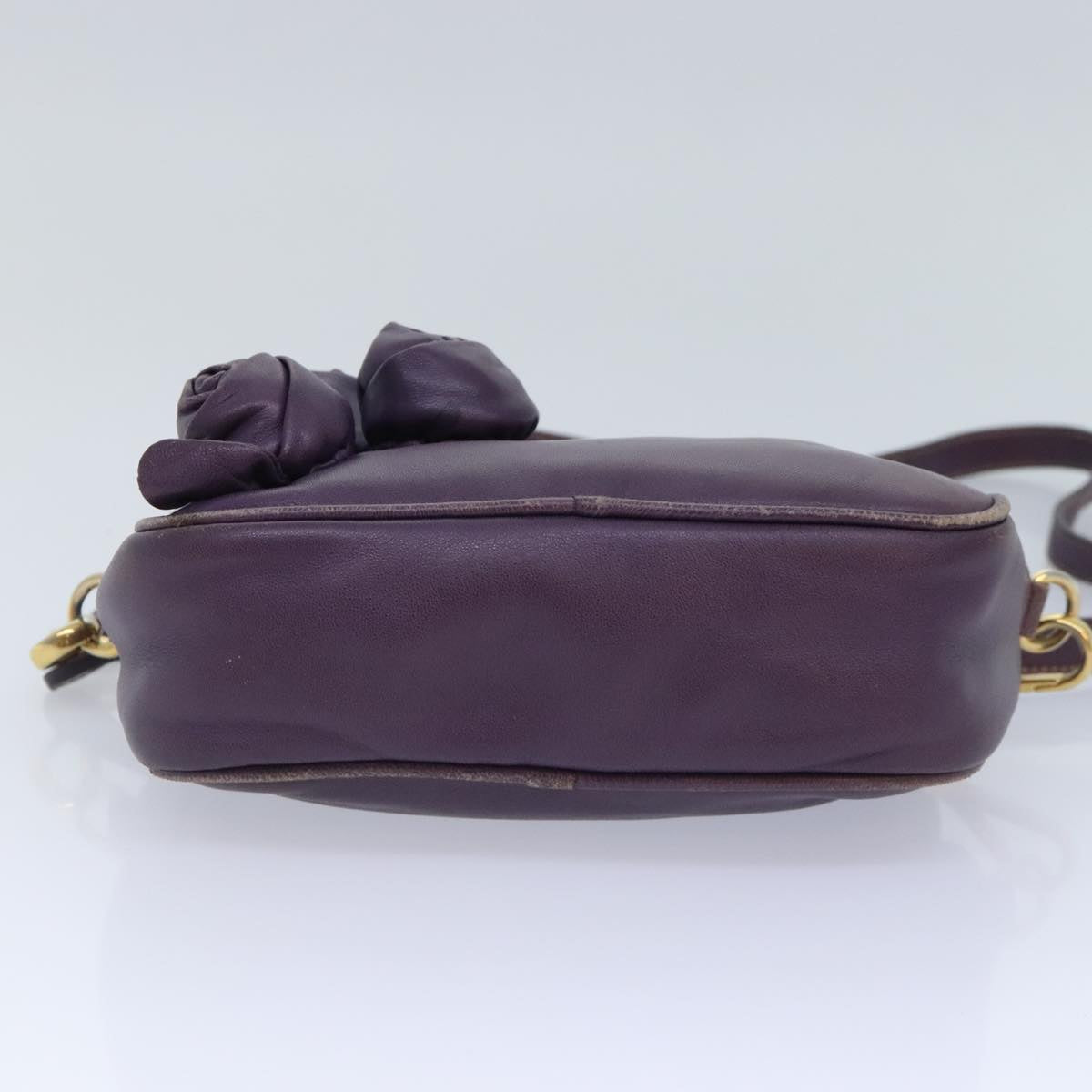 PRADA Shoulder Bag Leather Purple Auth 89794