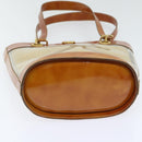 Salvatore Ferragamo Gancini Shoulder Bag Vinyl Beige Orange Auth 89799-5