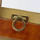 Salvatore Ferragamo Gancini Shoulder Bag Vinyl Beige Orange Auth 89799-18