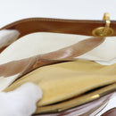 Salvatore Ferragamo Gancini Shoulder Bag Vinyl Beige Orange Auth 89799-11