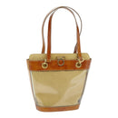 Salvatore Ferragamo Gancini Shoulder Bag Vinyl Beige Orange Auth 89799-1