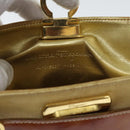 Salvatore Ferragamo Gancini Shoulder Bag Vinyl Beige Orange Auth 89799-12