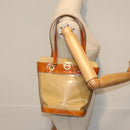 Salvatore Ferragamo Gancini Shoulder Bag Vinyl Beige Orange Auth 89799-21