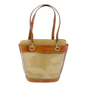 Salvatore Ferragamo Gancini Shoulder Bag Vinyl Beige Orange Auth 89799 - 0