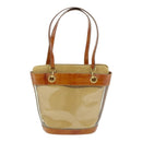 Salvatore Ferragamo Gancini Shoulder Bag Vinyl Beige Orange Auth 89799-2