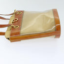 Salvatore Ferragamo Gancini Shoulder Bag Vinyl Beige Orange Auth 89799-4