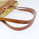 Salvatore Ferragamo Gancini Shoulder Bag Vinyl Beige Orange Auth 89799-7