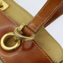 Salvatore Ferragamo Gancini Shoulder Bag Vinyl Beige Orange Auth 89799-9