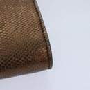 Salvatore Ferragamo Gancini Chain Shoulder Bag Leather Brown Auth 89807-9