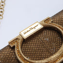 Salvatore Ferragamo Gancini Chain Shoulder Bag Leather Brown Auth 89807-17