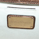 Salvatore Ferragamo Gancini Chain Shoulder Bag Leather Brown Auth 89807-18
