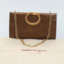 Salvatore Ferragamo Gancini Chain Shoulder Bag Leather Brown Auth 89807-12