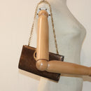 Salvatore Ferragamo Gancini Chain Shoulder Bag Leather Brown Auth 89807-22