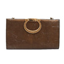 Salvatore Ferragamo Gancini Chain Shoulder Bag Leather Brown Auth 89807-13
