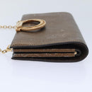 Salvatore Ferragamo Gancini Chain Shoulder Bag Leather Brown Auth 89807-3