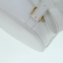 Salvatore Ferragamo Backpack Leather Wicker White Gold Auth 89808V-18