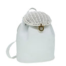 Salvatore Ferragamo Backpack Leather Wicker White Gold Auth 89808V-1