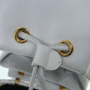 Salvatore Ferragamo Backpack Leather Wicker White Gold Auth 89808V-24