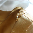 Salvatore Ferragamo Backpack Leather Wicker White Gold Auth 89808V-27