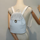Salvatore Ferragamo Backpack Leather Wicker White Gold Auth 89808V-29