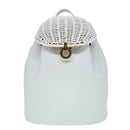 Salvatore Ferragamo Backpack Leather Wicker White Gold Auth 89808V-13