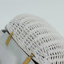 Salvatore Ferragamo Backpack Leather Wicker White Gold Auth 89808V-6