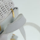 Salvatore Ferragamo Backpack Leather Wicker White Gold Auth 89808V-7
