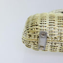 Salvatore Ferragamo Gancini Hand Bag Wicker Silver Gold Auth 89809A-15