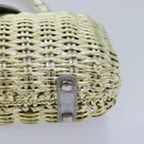 Salvatore Ferragamo Gancini Hand Bag Wicker Silver Gold Auth 89809A-16