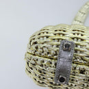 Salvatore Ferragamo Gancini Hand Bag Wicker Silver Gold Auth 89809A-17