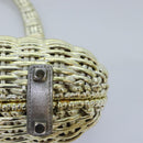 Salvatore Ferragamo Gancini Hand Bag Wicker Silver Gold Auth 89809A-8
