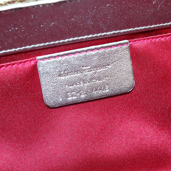 Salvatore Ferragamo Gancini Handtasche Korb Silber Gold Auth 89809A