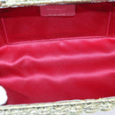 Salvatore Ferragamo Gancini Hand Bag Wicker Silver Gold Auth 89809A-10