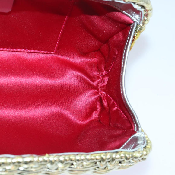 Salvatore Ferragamo Gancini Handtasche Korb Silber Gold Auth 89809A