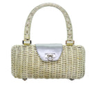 Salvatore Ferragamo Gancini Hand Bag Wicker Silver Gold Auth 89809A-13