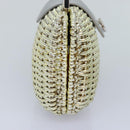 Salvatore Ferragamo Gancini Hand Bag Wicker Silver Gold Auth 89809A-3