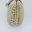 Salvatore Ferragamo Gancini Hand Bag Wicker Silver Gold Auth 89809A-4