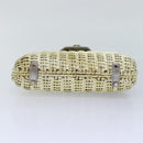 Salvatore Ferragamo Gancini Hand Bag Wicker Silver Gold Auth 89809A-5